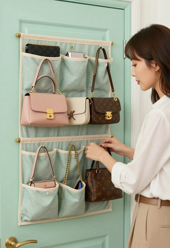 10 Bedroom Bag Display Ideas for Stylish Storage 4. Door Mounted Organizers 0