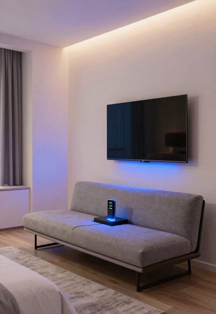 10 Futon Bedroom Ideas for Flexible Small Spaces 10. Smart Tech Integration 0