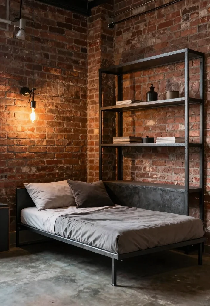 10 Futon Bedroom Ideas for Flexible Small Spaces 5. Modern Industrial Edge 0