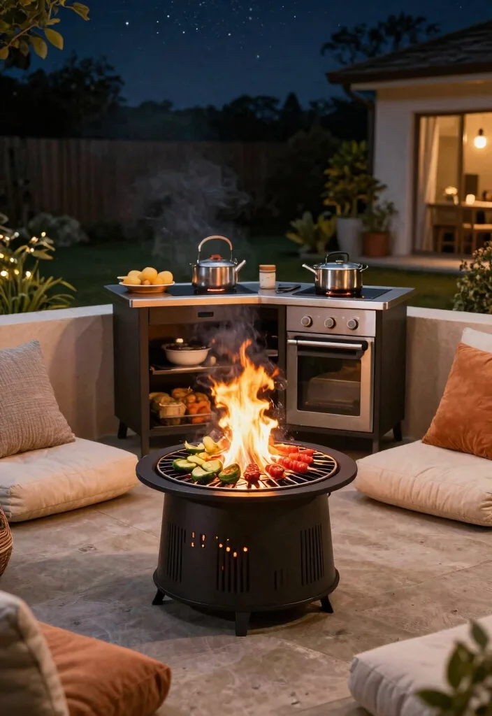 10 Small Outside Kitchen Ideas for Compact Yards 5. Portable Fire Pit Kitchen 0