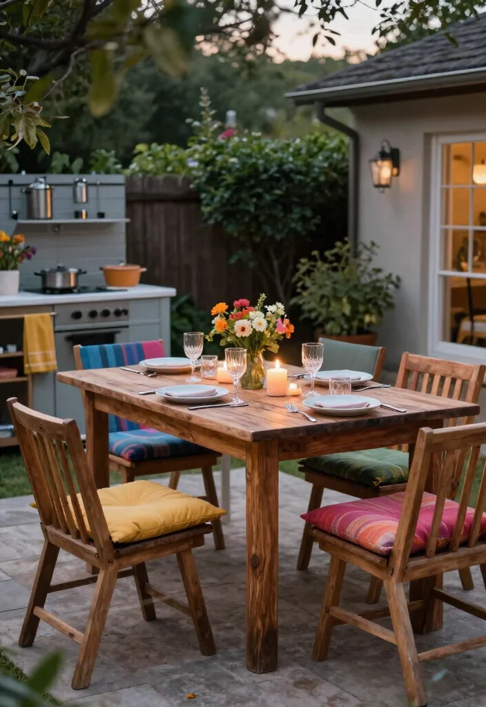 10 Small Outside Kitchen Ideas for Compact Yards 7. Compact Outdoor Dining Table 0