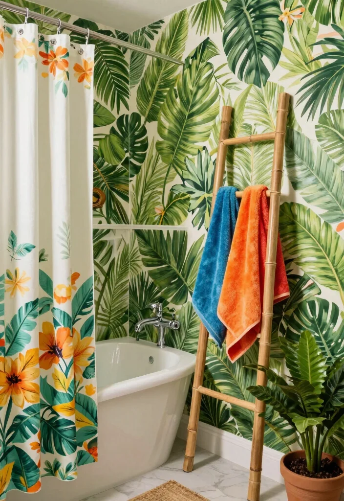 10 Small Pool Bathroom Ideas for Easy Clean Summer Style 3. Tropical Retreat 0