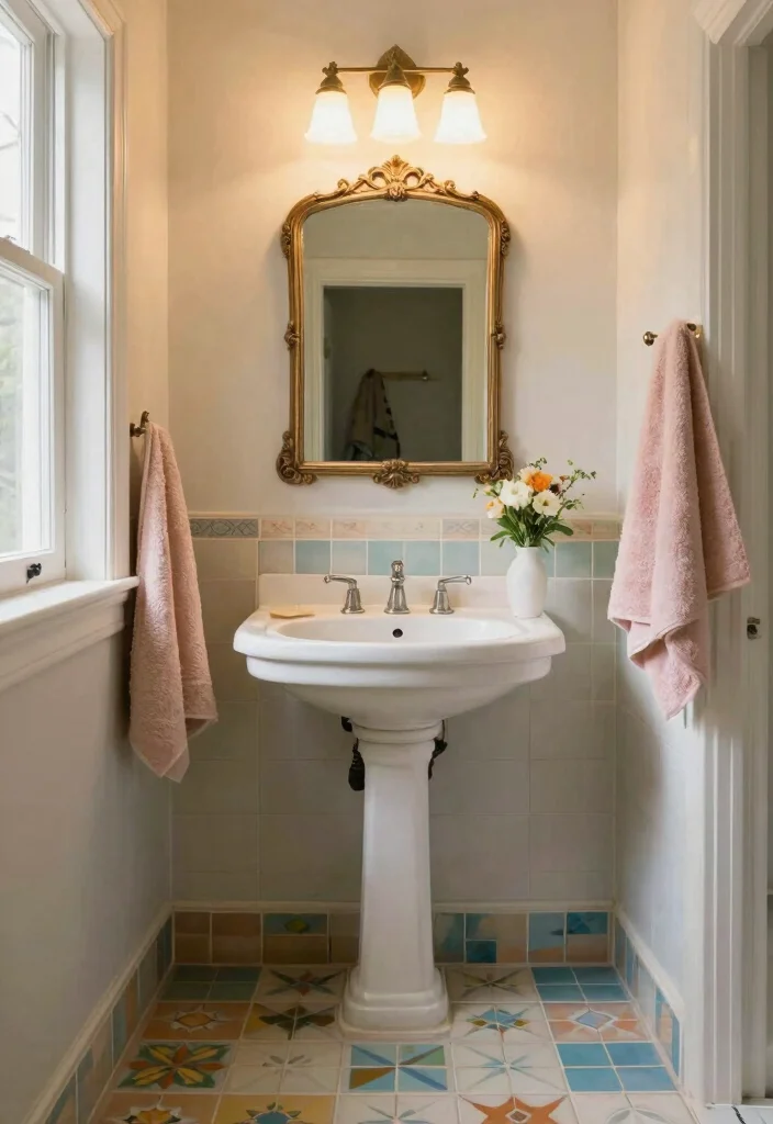 10 Small Pool Bathroom Ideas for Easy Clean Summer Style 4. Vintage Chic 0