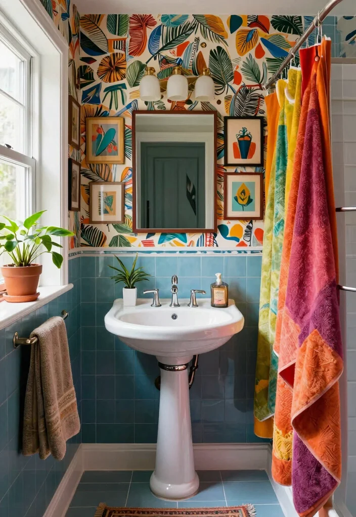 10 Small Pool Bathroom Ideas for Easy Clean Summer Style 6. Eclectic Mix 0
