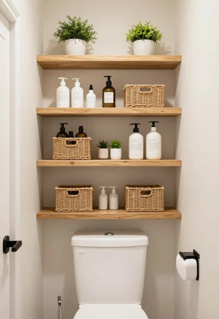 10 Tiny Bathroom with Shower Ideas for Ultra Small Spaces 14 10 Tiny Bathroom with Shower Ideas for Ultra Small Spaces 4. Space Saving Shelving 0