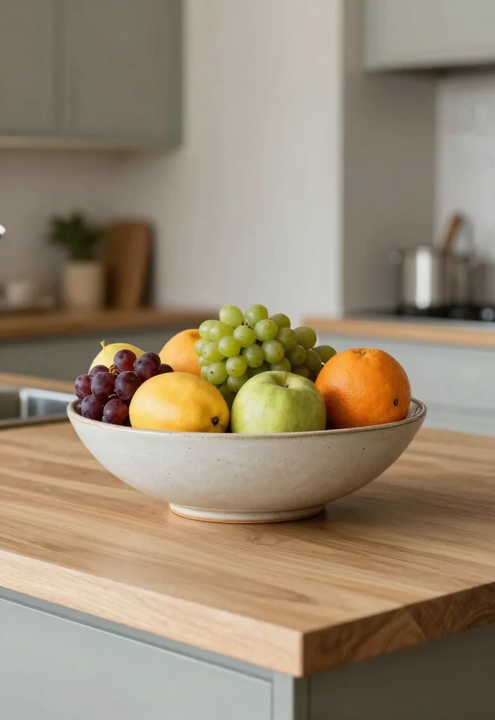12 Apartment Kitchen Decorating Ideas That Save Space 11. Decorative Fruit Bowls 0