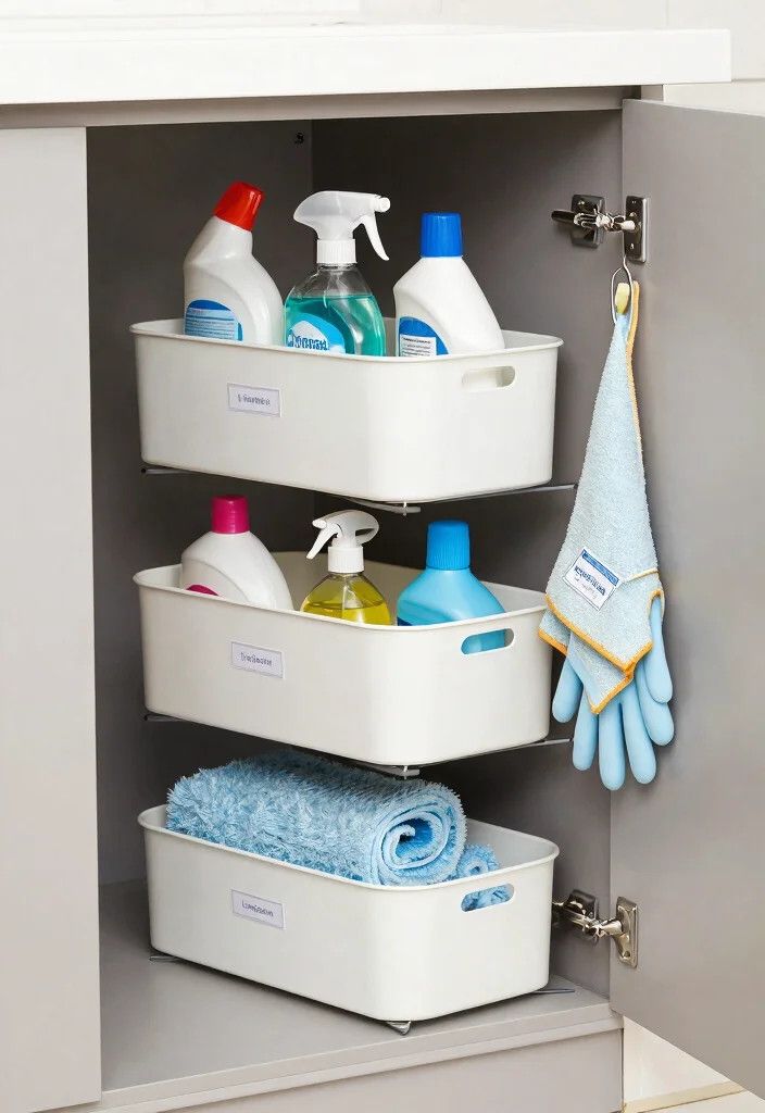 12 Apartment Kitchen Decorating Ideas That Save Space 3. Under Sink Storage Solutions 0