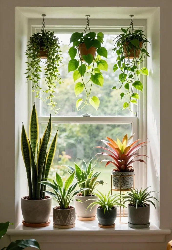 12 Bay Window Living Room Decorating Ideas with Light 1. Lush Greenery Delight 0