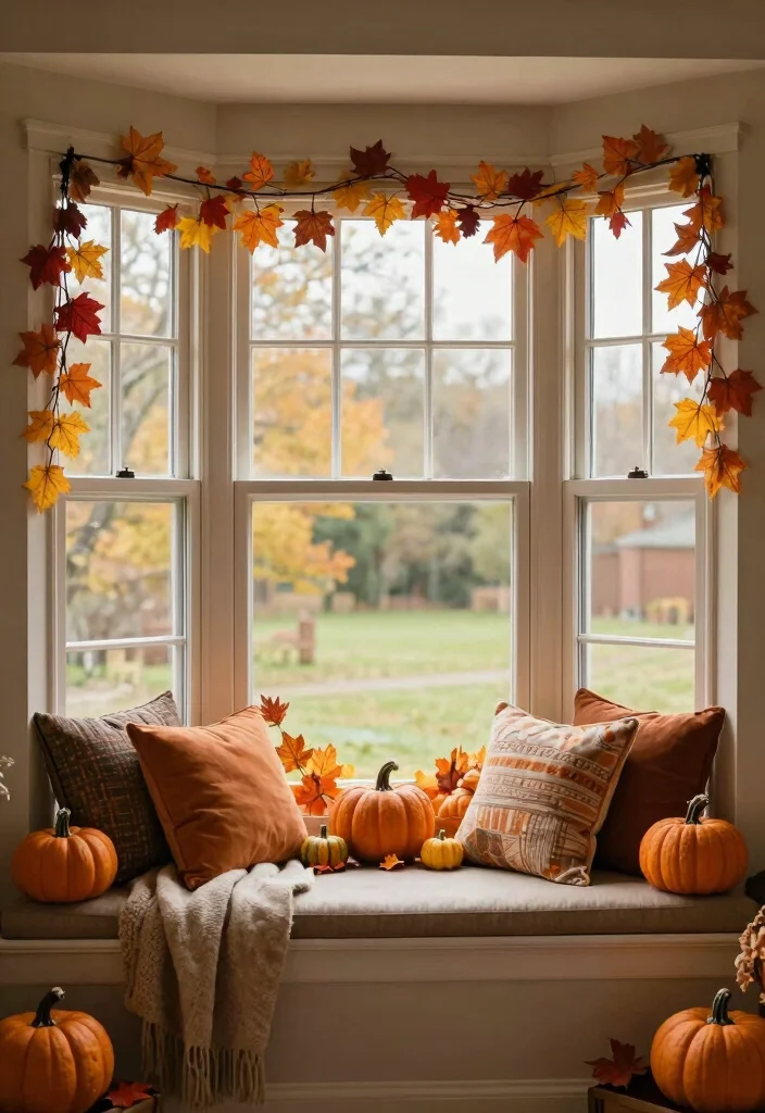 12 Bay Window Living Room Decorating Ideas with Light 11. Seasonal Decor 0