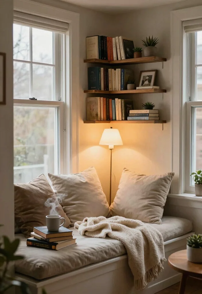 12 Bay Window Living Room Decorating Ideas with Light 2. Cozy Reading Nook 0