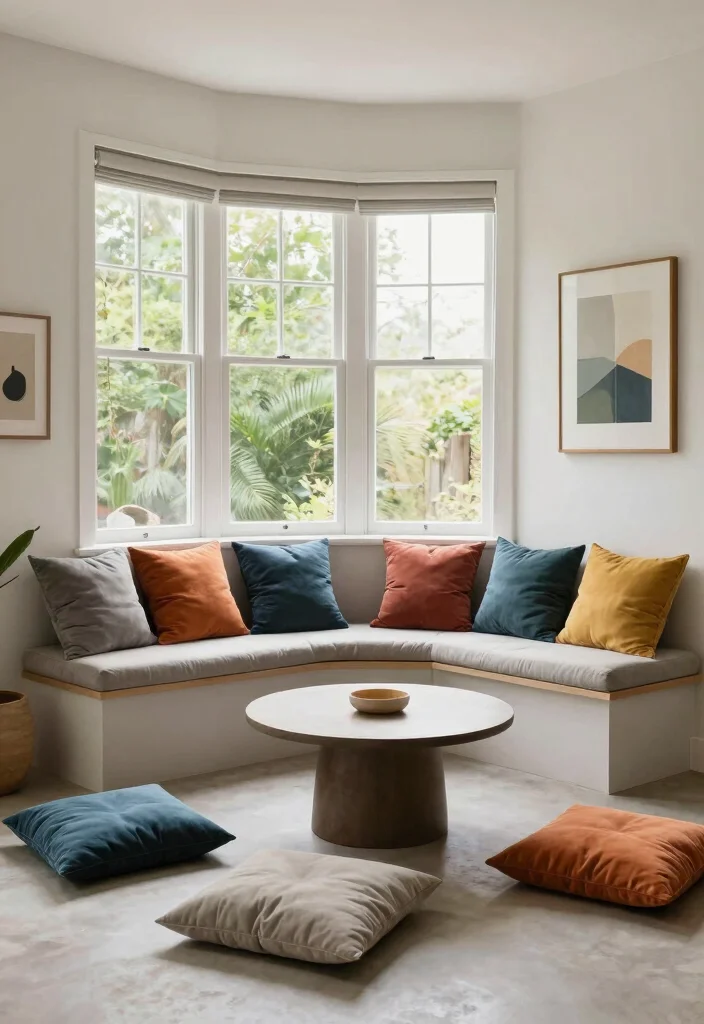 12 Bay Window Living Room Decorating Ideas with Light 4. Open Window Seating 0
