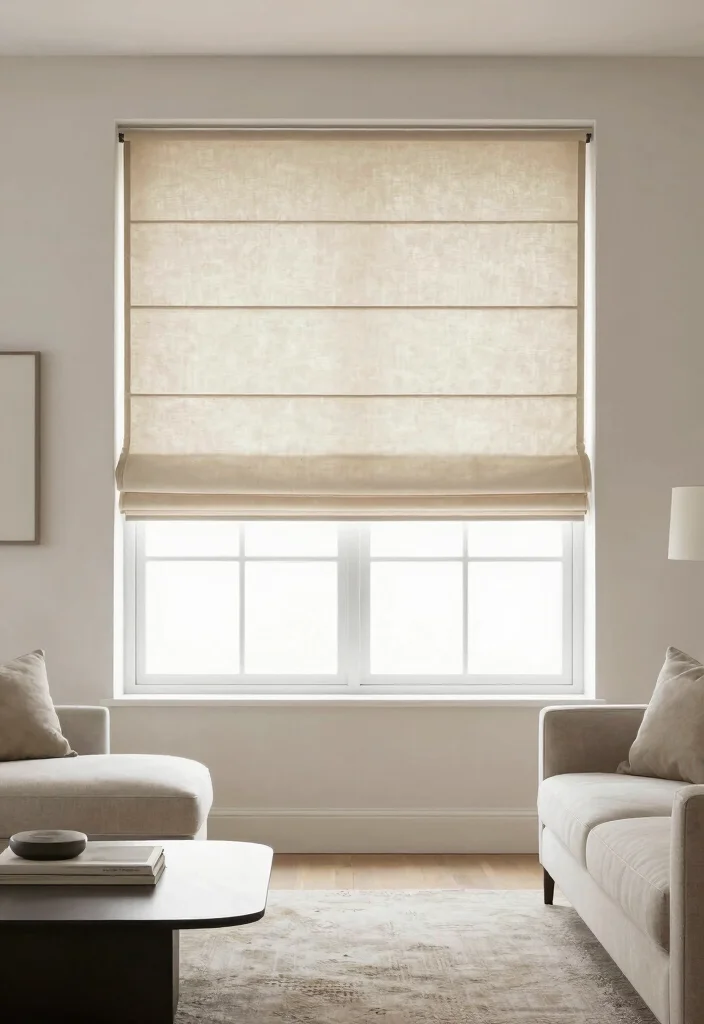 12 Beige Curtain Living Room Ideas for Soft Neutrals 51 12 Beige Curtain Living Room Ideas for Soft Neutrals 11. Chic and Simple with Beige Roman Shades 0