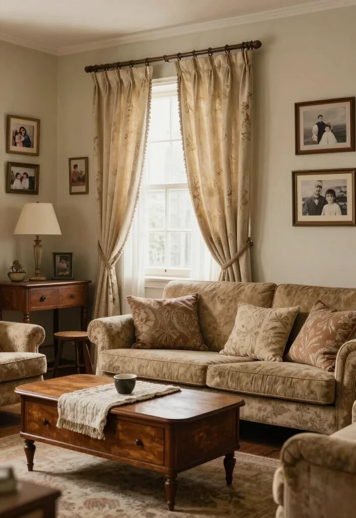 12 Beige Curtain Living Room Ideas for Soft Neutrals 52 12 Beige Curtain Living Room Ideas for Soft Neutrals 12. Vintage Flair with Distressed Beige Curtains 0