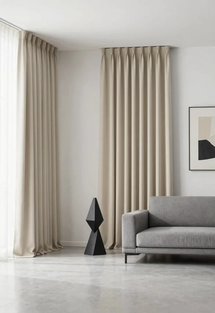 12 Beige Curtain Living Room Ideas for Soft Neutrals 36 12 Beige Curtain Living Room Ideas for Soft Neutrals 6. Modern Minimalist with Clean Lines 0