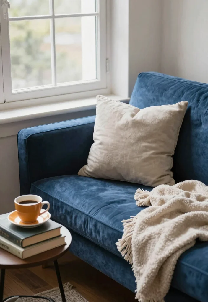 12 Blue Velvet Sofa Living Room Ideas for a Luxe Feel 12. Cozy Nooks 0