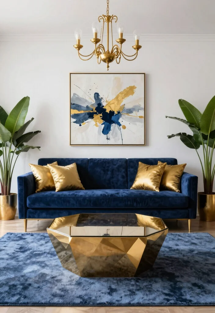 12 Blue and Gold Living Room Ideas with Luxe Contrast 1 12 Blue and Gold Living Room Ideas with Luxe Contrast 1. Navy Luxe with Golden Touches 0