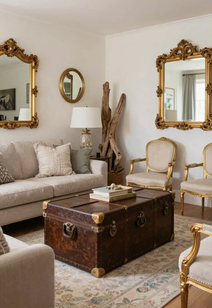 12 Blue and Gold Living Room Ideas with Luxe Contrast 38 12 Blue and Gold Living Room Ideas with Luxe Contrast 8. Vintage Finds with Coastal Charm 0