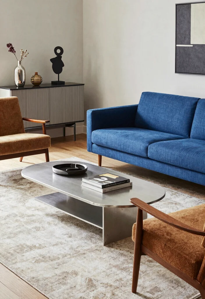 12 Blue and Silver Living Room Ideas with Cool Elegance 7. Stylish Furniture Pieces 0