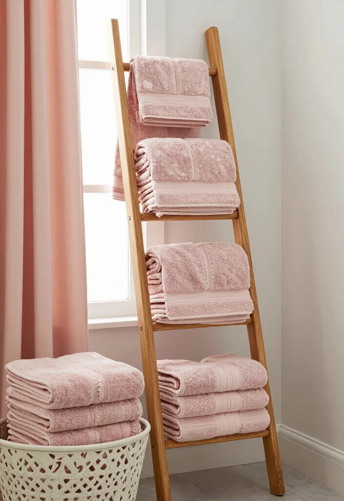 12 Blush Bathroom Ideas for a Soft Modern Look 10. Blush Towels and Linens 0