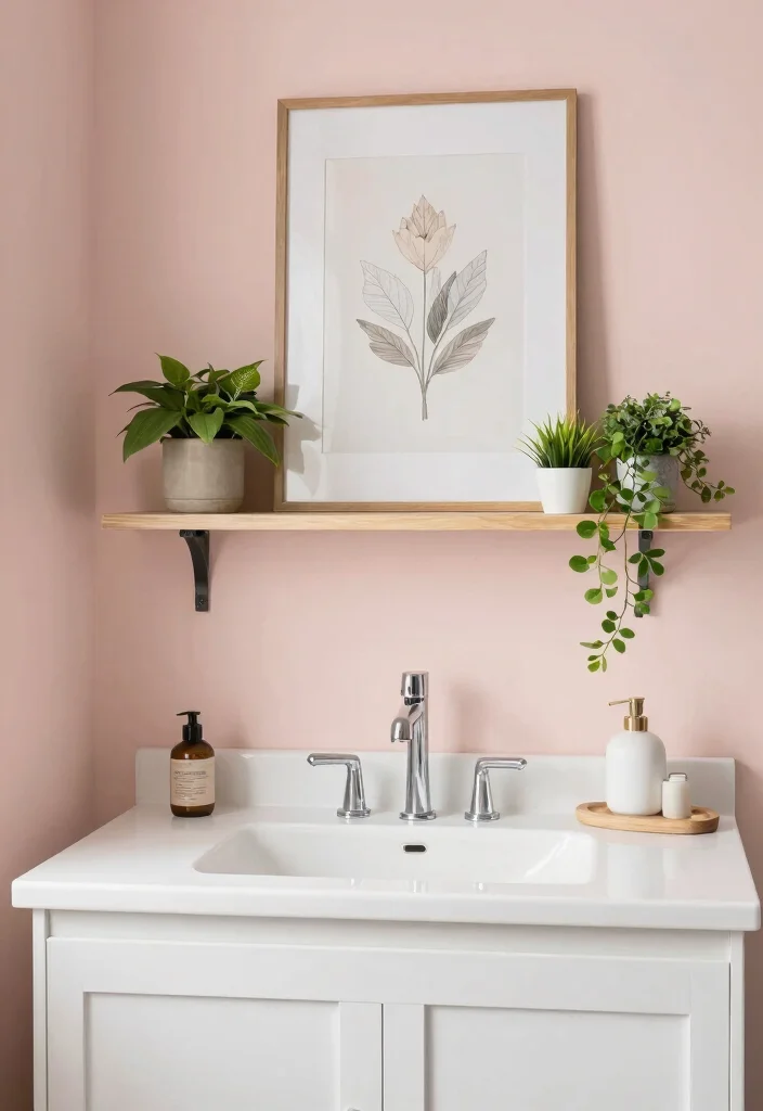 12 Blush Bathroom Ideas for a Soft Modern Look 11. Blush Accent Walls 0