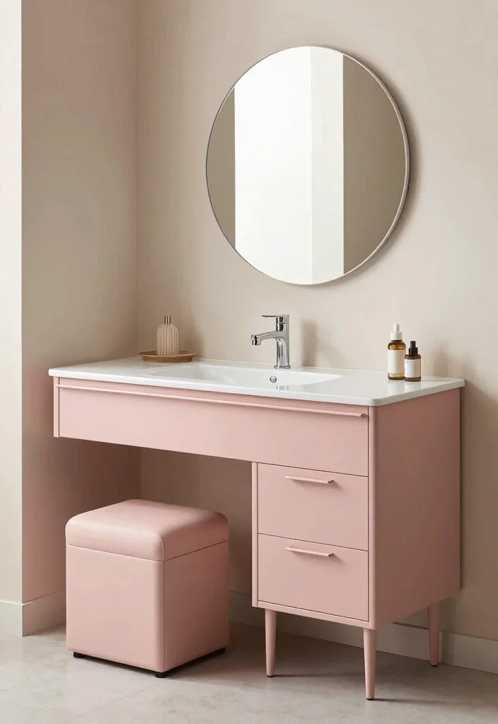 12 Blush Bathroom Ideas for a Soft Modern Look 7. Blush Bathroom Furniture 0