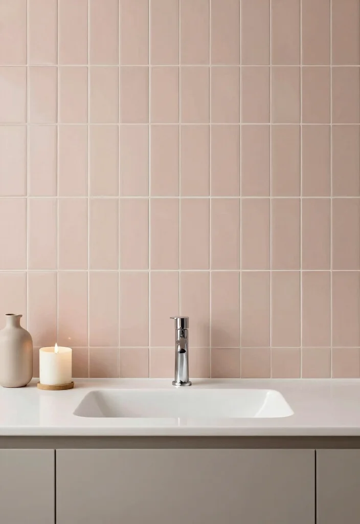 12 Blush Bathroom Ideas for a Soft Modern Look 9. Blush Backsplash 0