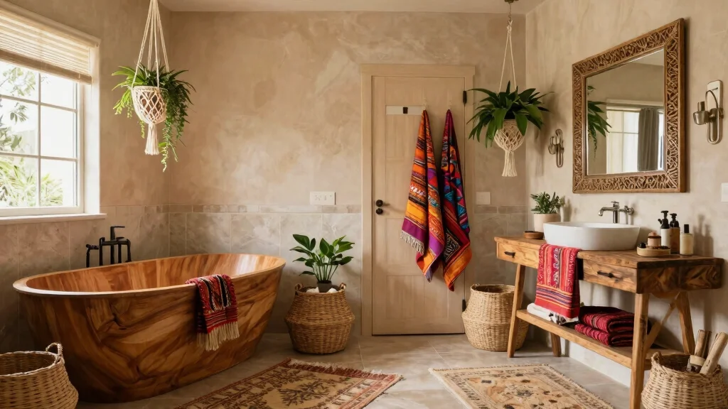 12 Boho Bathroom Ideas with Warm Texture and Personality