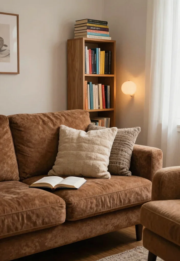 12 Boho Brown Couch Living Room Ideas with Warm Texture 52 12 Boho Brown Couch Living Room Ideas with Warm Texture 12. The Perfect Book Nook 0