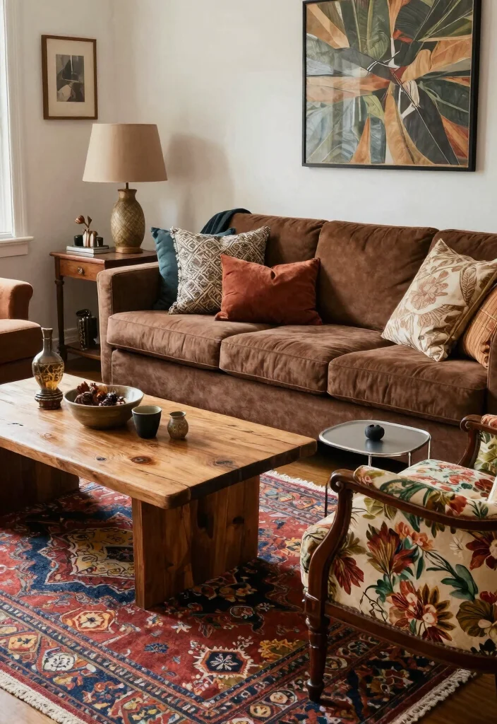 12 Boho Brown Couch Living Room Ideas with Warm Texture 6 12 Boho Brown Couch Living Room Ideas with Warm Texture 6. Eclectic Furniture Styles 0