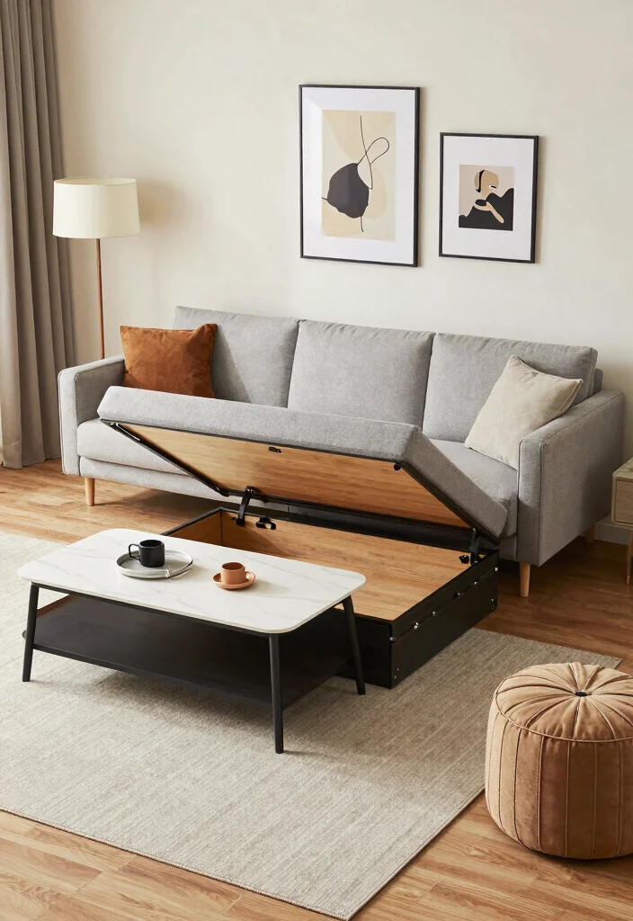 12 Comfortable Living Room Ideas for Daily Relaxing 48 12 Comfortable Living Room Ideas for Daily Relaxing 8. Multi Functional Spaces 0