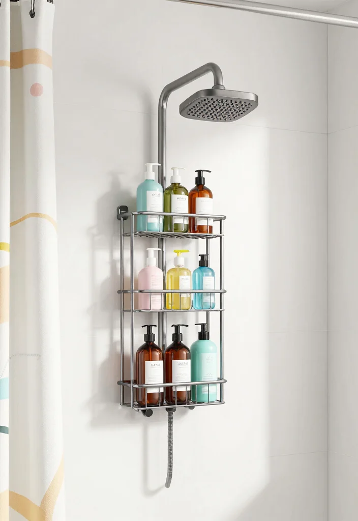 12 Cute Apartment Bathroom Ideas with Smart Stylish Touches 2. Stylish Shower Caddies 0