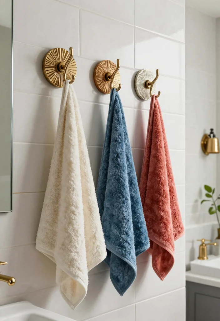 12 Cute Apartment Bathroom Ideas with Smart Stylish Touches 6. Stylish Towel Hooks 0