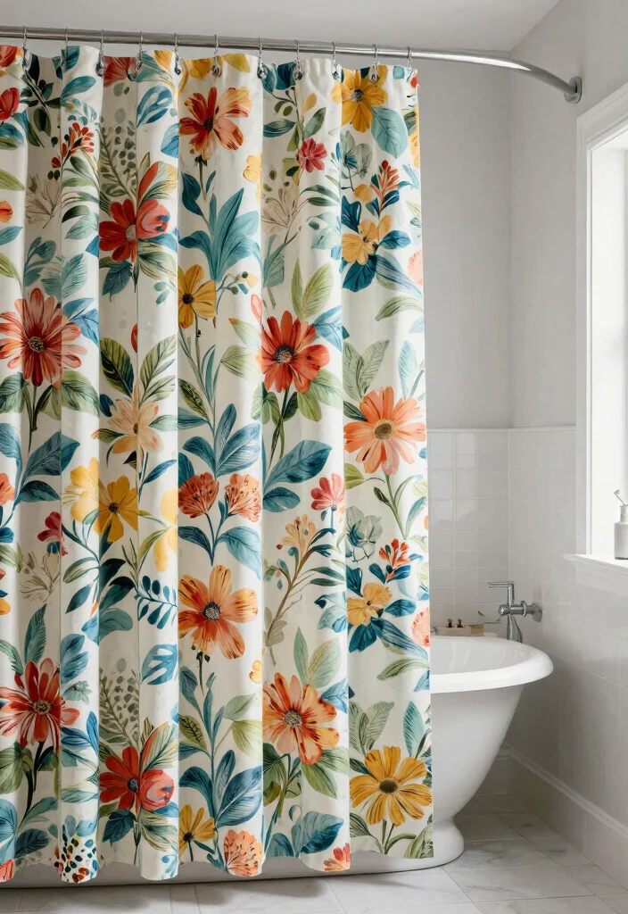12 Cute Apartment Bathroom Ideas with Smart Stylish Touches 7. Decorative Shower Curtains 0