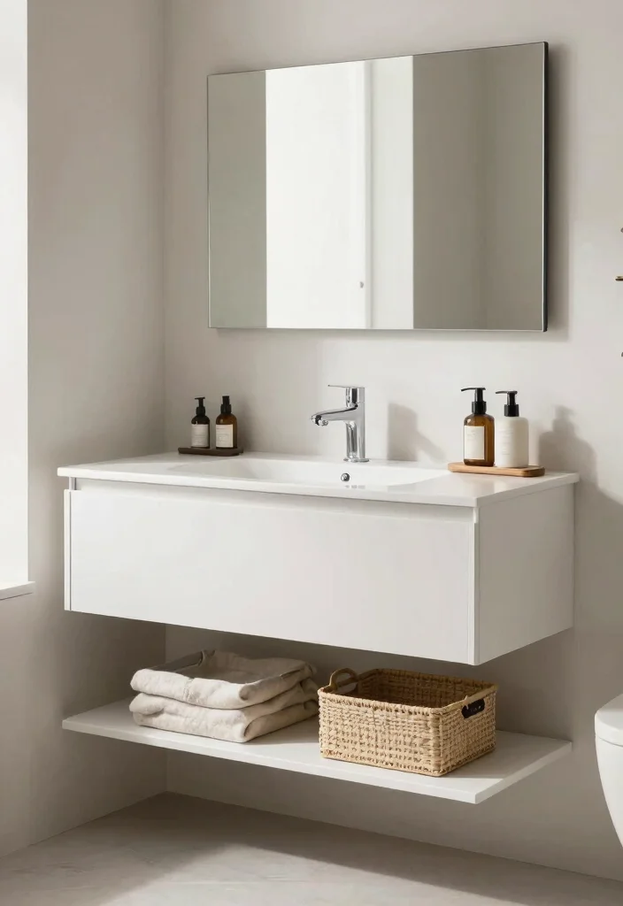 12 Cute Apartment Bathroom Ideas with Smart Stylish Touches 8. Floating Vanities 0