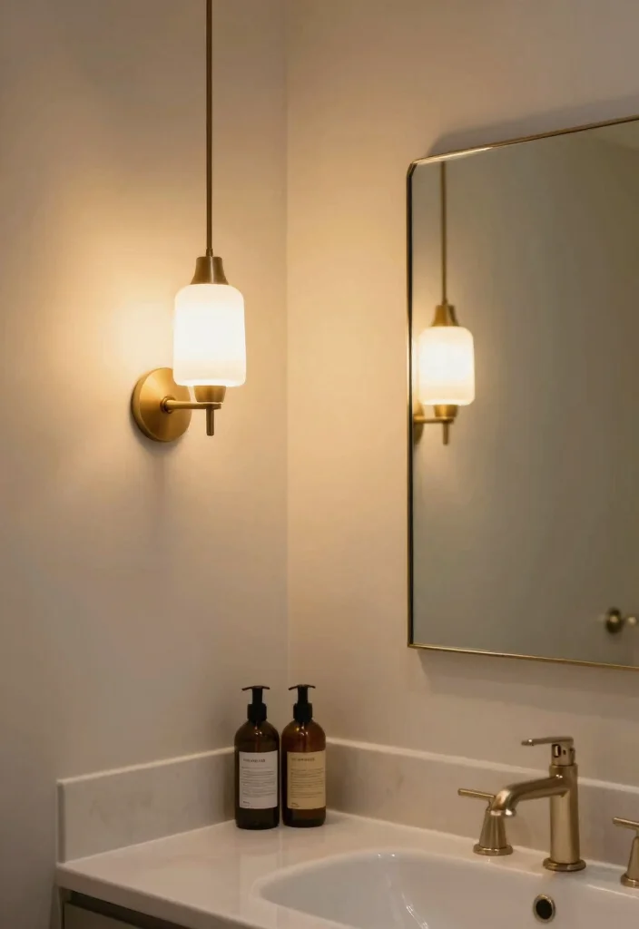 12 Cute Apartment Bathroom Ideas with Smart Stylish Touches 9. Creative Lighting Fixtures 0