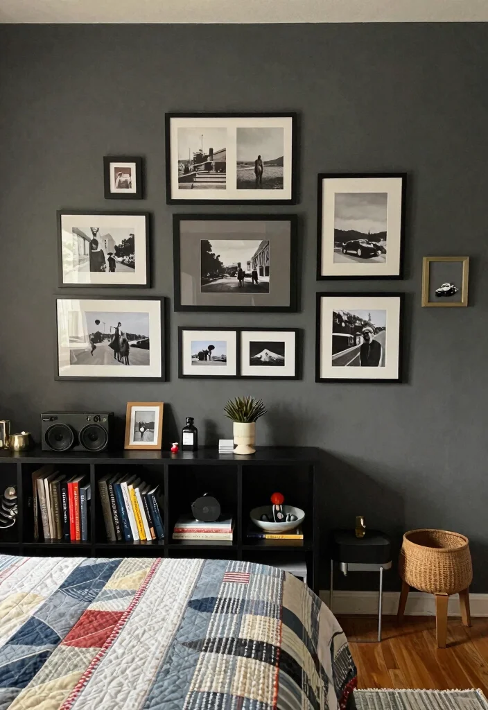 12 Dark Grey Bedroom Ideas for a Modern Cozy Mood 10. Personal Touches and Memories 0