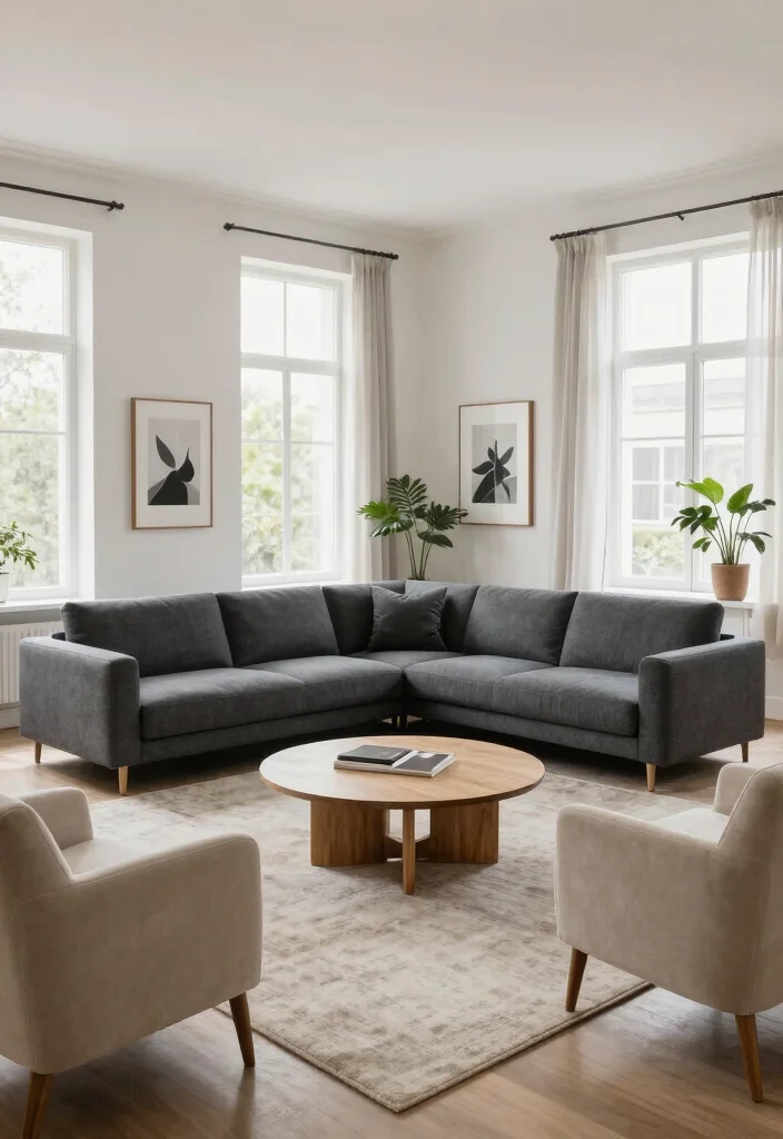 12 Dark Grey Sectional Living Room Ideas with Depth 1. Minimalist Retreat 0