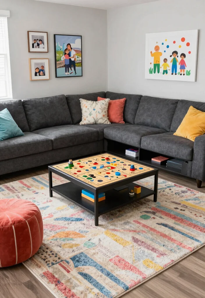 12 Dark Grey Sectional Living Room Ideas with Depth 10. Functional Family Hub 0