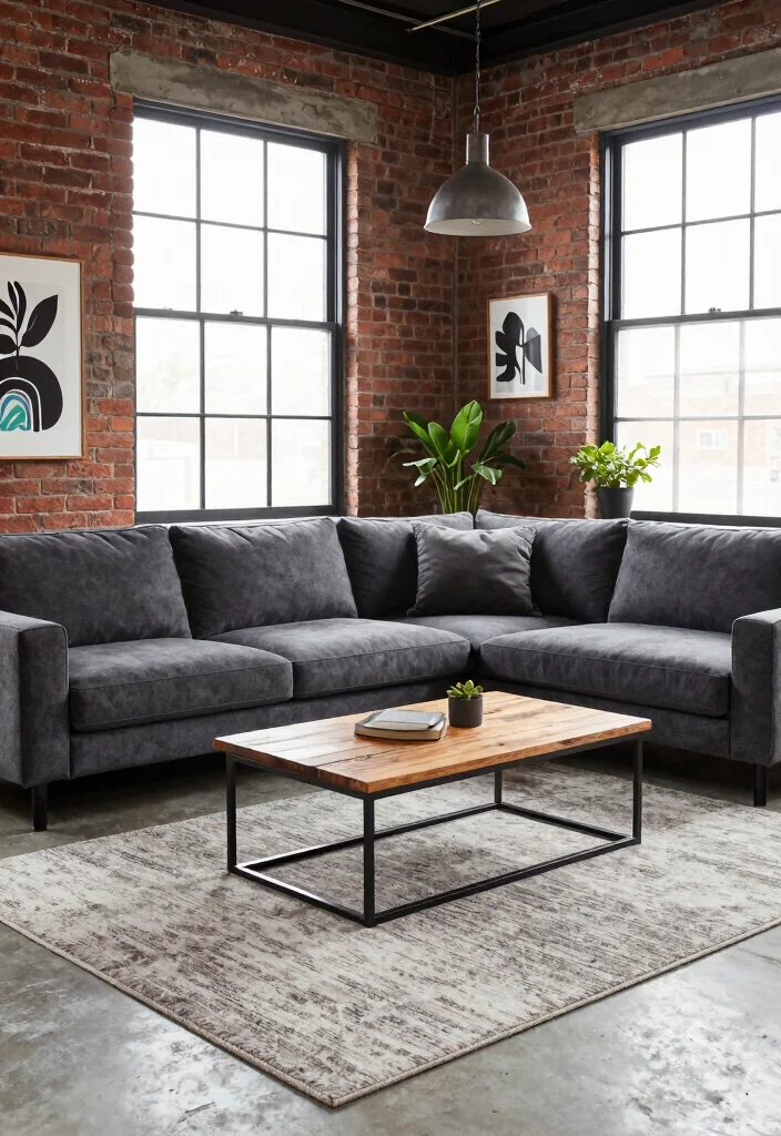 12 Dark Grey Sectional Living Room Ideas with Depth 7. Urban Industrial 0