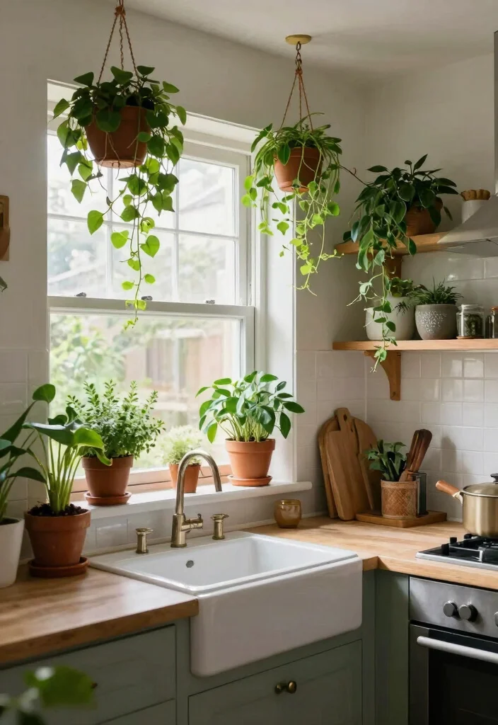 12 Eclectic Kitchen Ideas with Mixed Texture and Color 11. Plant Life as Decor 0