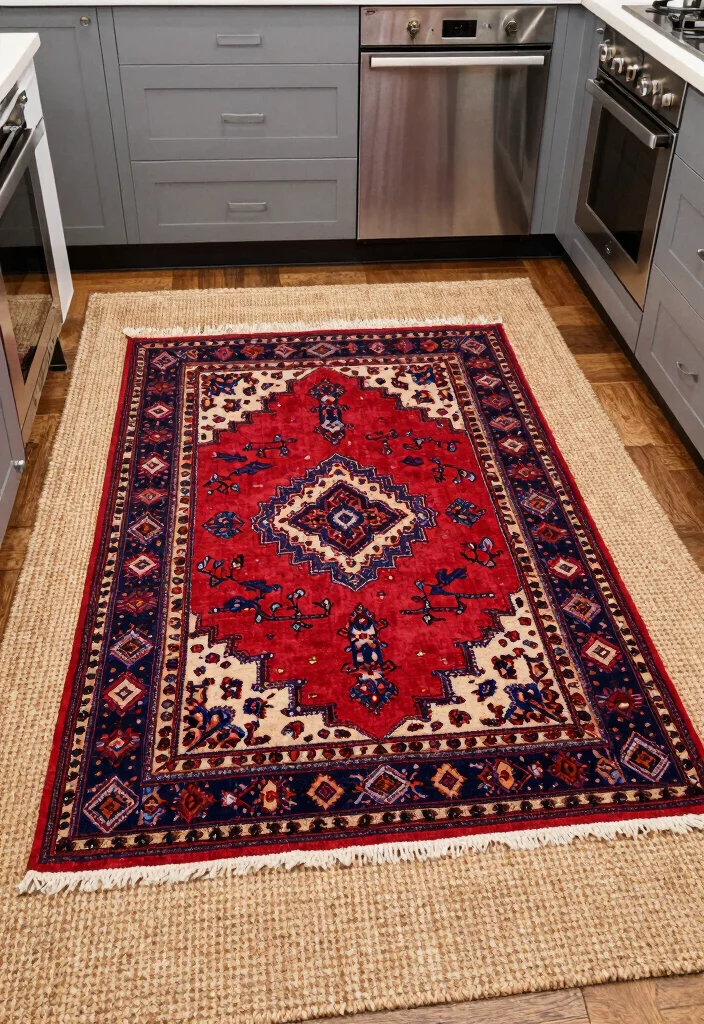 12 Eclectic Kitchen Ideas with Mixed Texture and Color 7. Layering Rugs 0