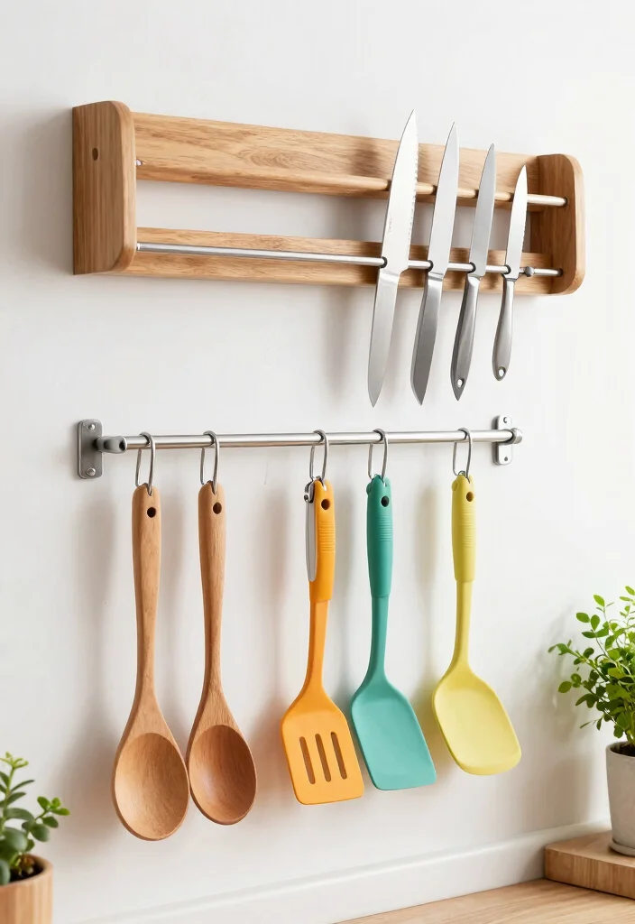 12 Indian Kitchen Utility Area Ideas for Daily Function 6. Wall Mounted Utensil Holders 0