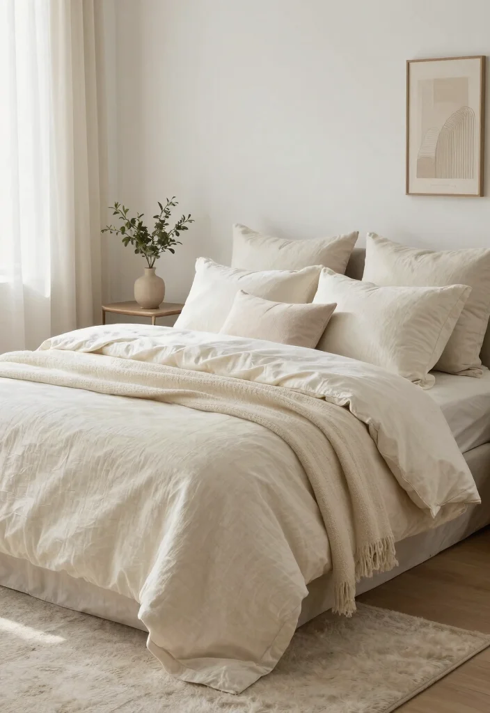 12 Ivory Bedroom Ideas for a Light Elegant Feel 1. Luxurious Linen Layers 0