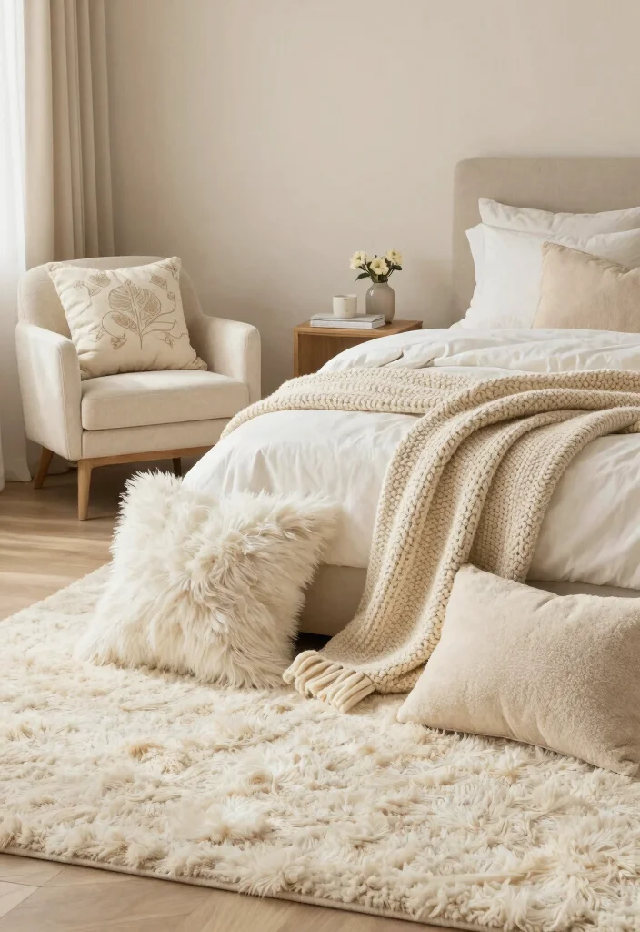 12 Ivory Bedroom Ideas for a Light Elegant Feel 8. Soft Furnishings for Comfort 0