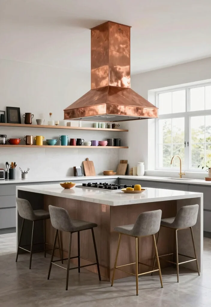 12 Kitchen Hood Ideas for Modern Functional Cooking 4. Statement Island Hoods 0