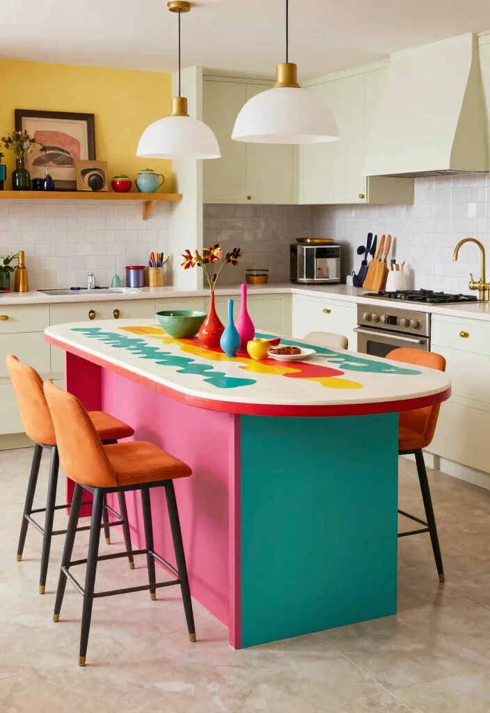 12 Kitchen Island Table Ideas for Multi Use Layouts 12. Artistic Statement Island 0