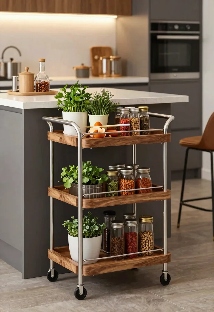 12 Kitchen Island Table Ideas for Multi Use Layouts 3. Trolley Table for Flexibility 0