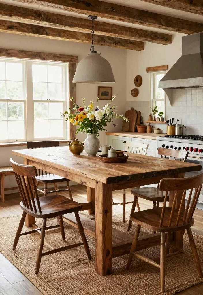 12 Kitchen Island Table Ideas for Multi Use Layouts 6. Rustic Farmhouse Charm 0
