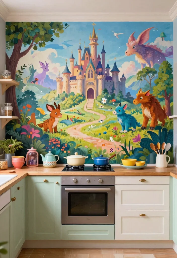 12 Kitchen Mural Ideas for Artistic Personality 12. Magical Fantasy World 0