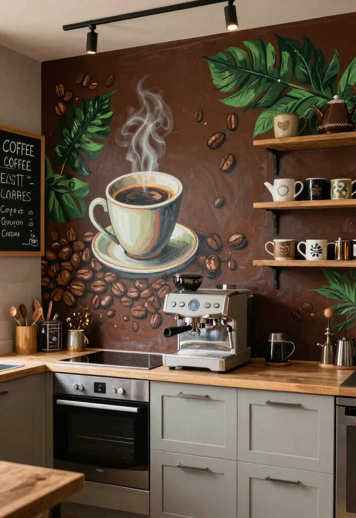 12 Kitchen Mural Ideas for Artistic Personality 5. Espresso and Coffee Culture 0